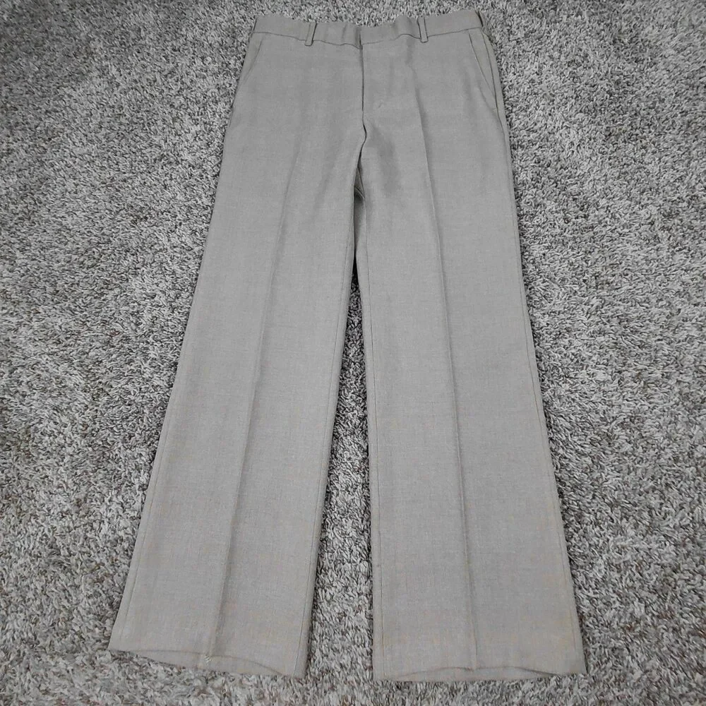 Vintage Levi's Action Slacks Pants Mens 32x20 Beige Plaid Flat Front Dress